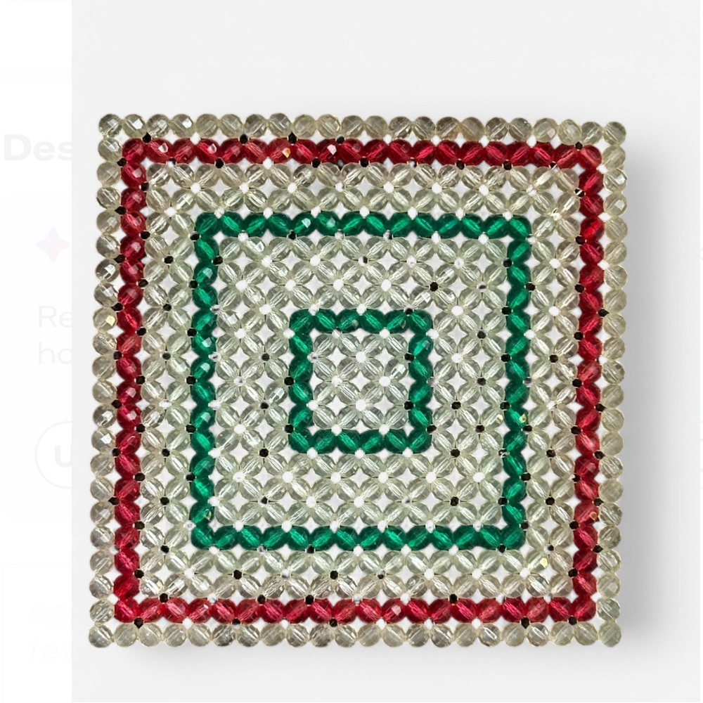 Vintage Handmade Holiday Beaded 8” Doily